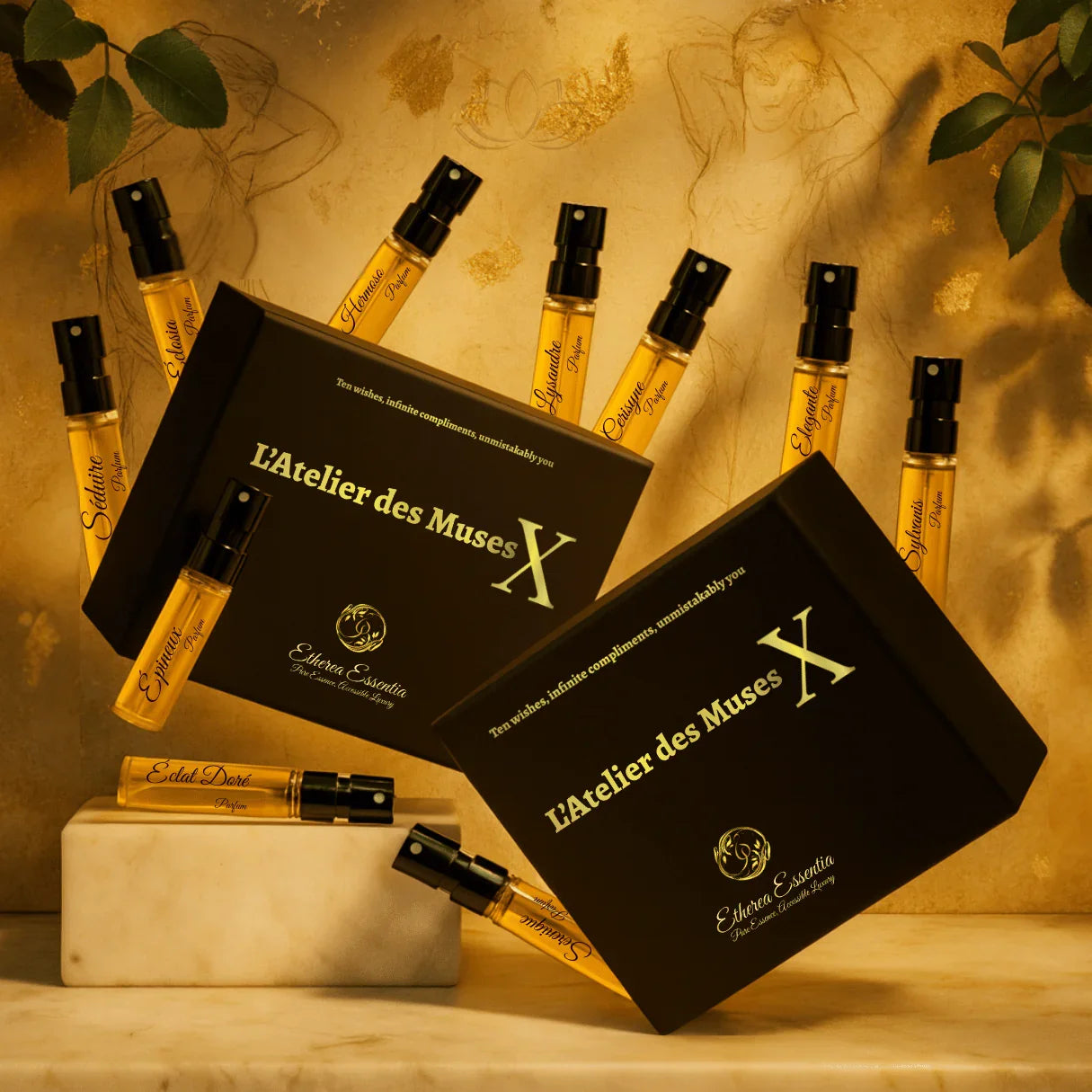 L’Atelier des Muses X | 10×3ml Unisex Designer Perfume Discovery Set | Collection of Floral, Woody, Seductive, Meditative Fragrances