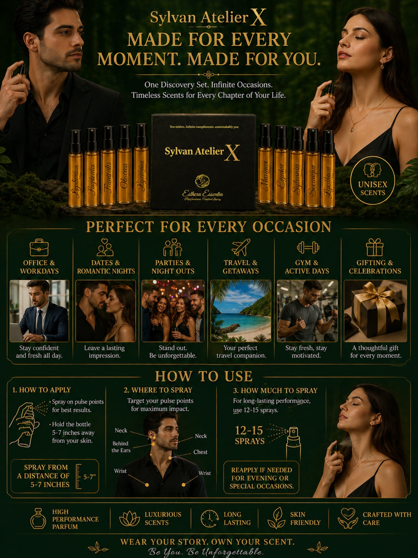Sylvan Atelier X Mystery Box | 10×3ml Unisex Designer Perfume Discovery Set | Collection of Spicy, Aquatic, Floral, Woody, Earthy Fragrances | Try For Free | 50% Luxurious Oil Concentrate | Better Than International Designer Fragrances