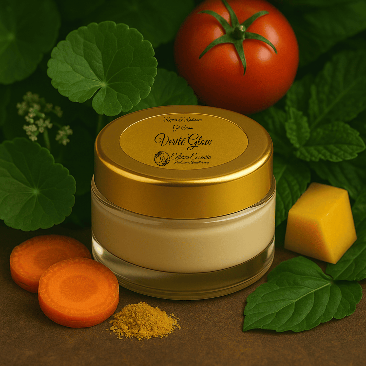 Verité Glow Gotu Kola Anti-Aging Gel Cream | Repair, Firm & Brighten Skin with Carrot & Argan Oil