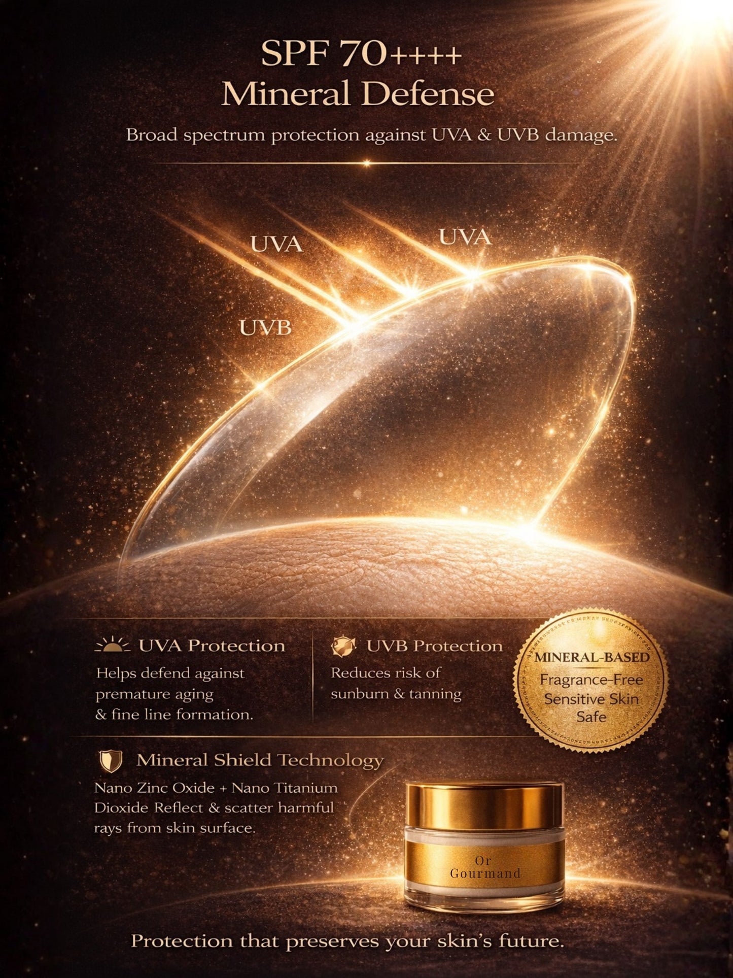 Or Gourmand | India's First Vanilla & Tonka Bean SPF 70 PA++++ Mineral Gel Sunscreen, Moisturizer & Aroma Booster | Sunscreen & Moisturizer | Science-Backed Protection, Botanical-Led