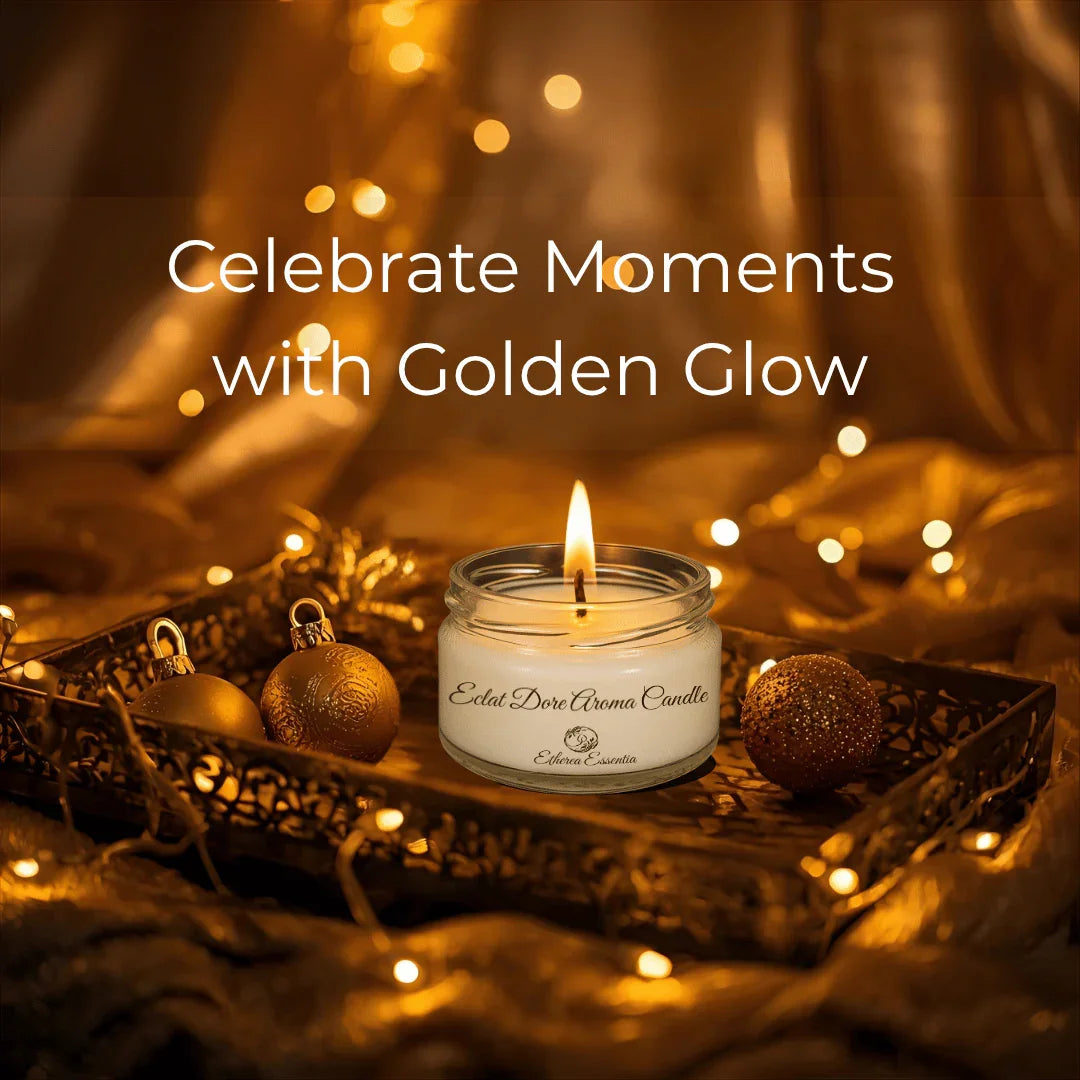 Éclat Doré Aroma Candle | Luxury Seductive Soy Wax Candle – Up to 60 Hrs Burning Time