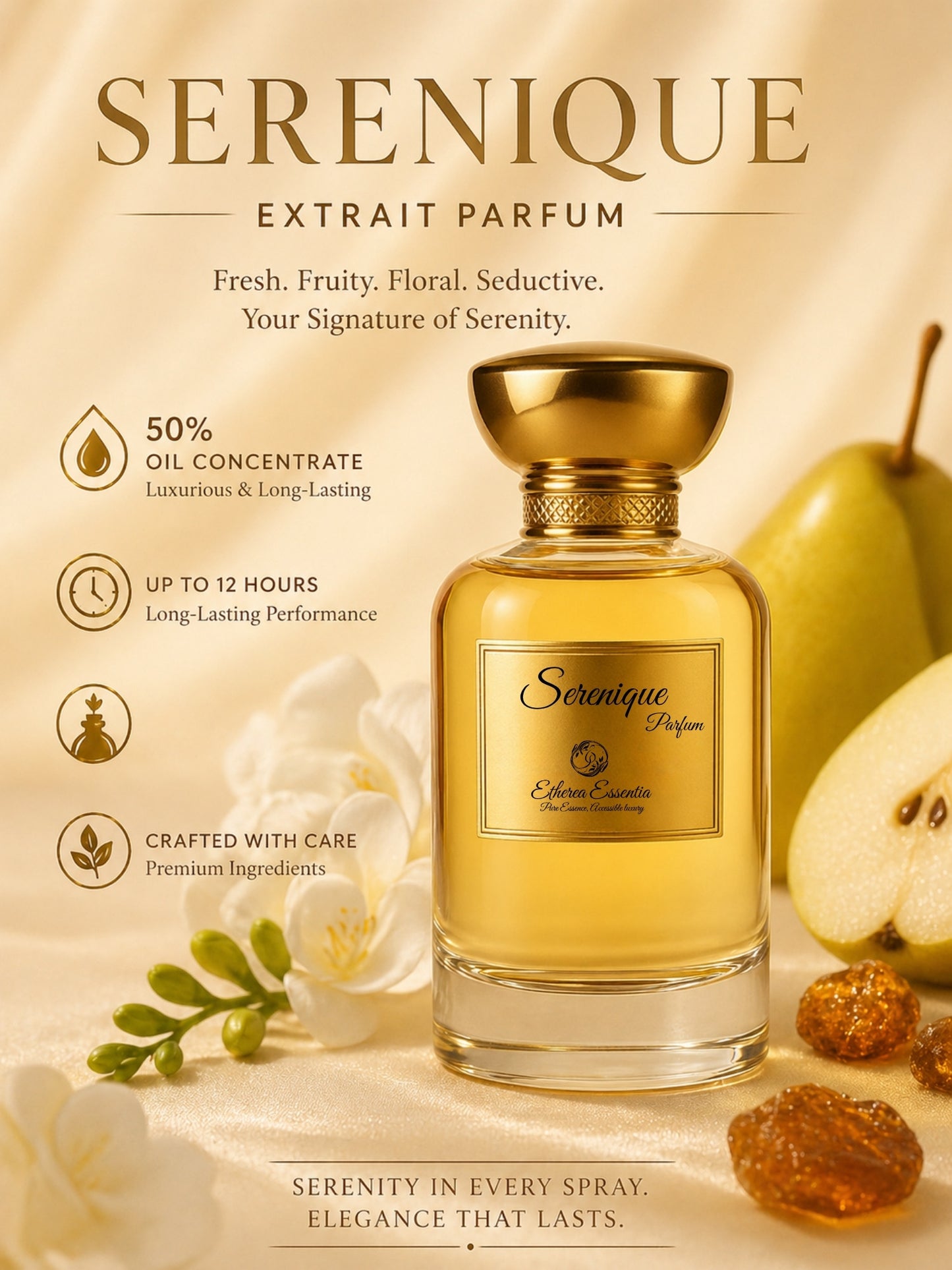 Serenique Unisex Extrait Parfum | Sweet, Fruity, Floral, Seductive, Long-Lasting Unisex Parfum | 50% Luxurious Oil Concentrate | Better Than JM English Pear & Freesia worth Rs 12,400/100ml