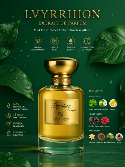 Lvyrrhion Unisex Perfume | Deep, Minty Fresh, Subtle Floral, Subtle Sweet, Long-Lasting Unisex Parfum | 50% Luxurious Oil Concentrate | Better Than V Eros worth Rs 5,400/100ml