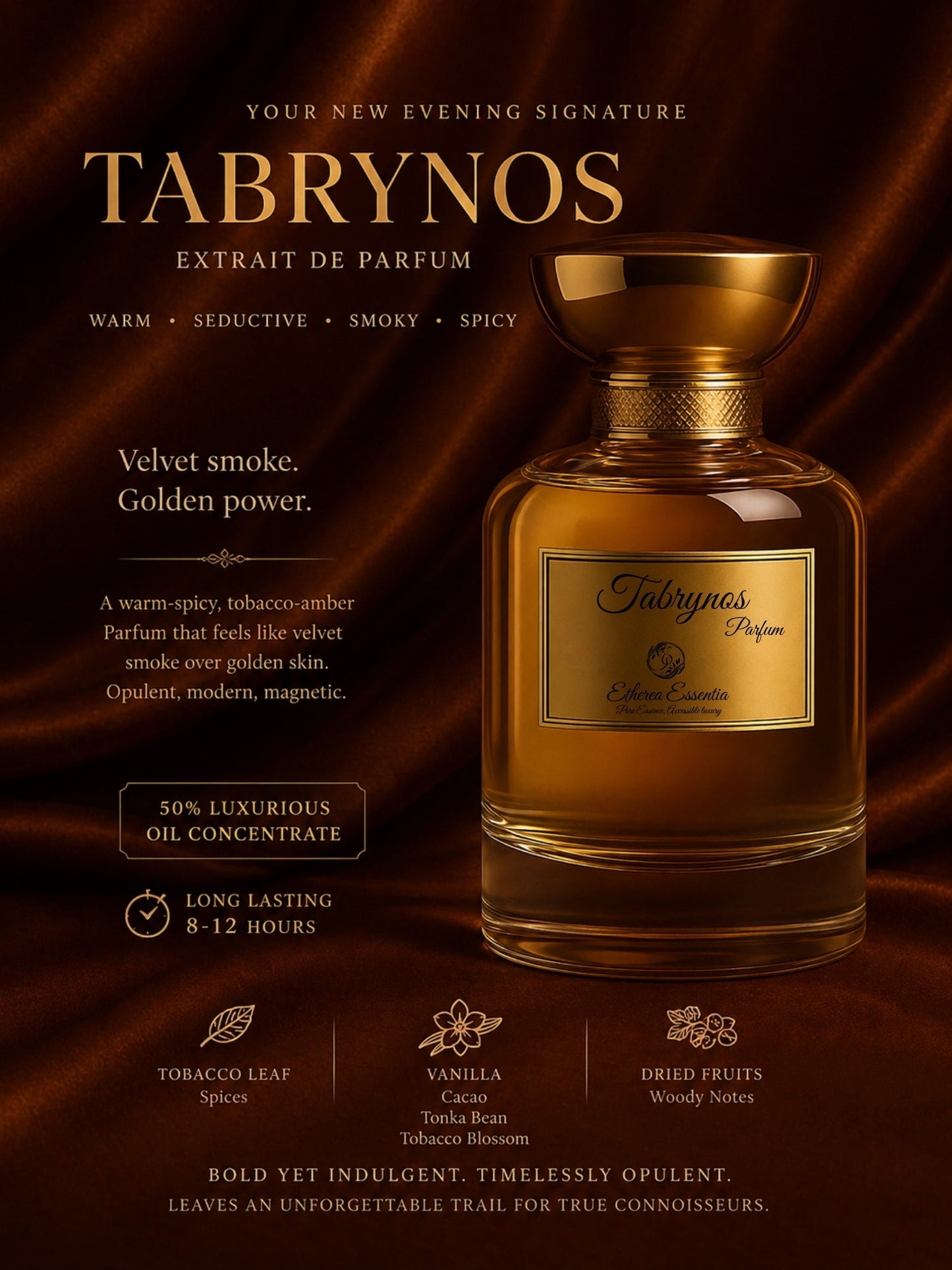 Tabrynos Unisex Perfume | Warm, Seductive, Smoky, Spicy, Long-Lasting Unisex Parfum | 50% Luxurious Oil Concentrate | Better Than Tobacco Vanille worth Rs30,400