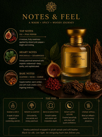 Tenebria Unisex Perfume | Warm, Spicy, Woody, Earthy, Seductive, Long-Lasting Unisex Parfum | 50% Luxurious Oil Concentrate | Better Than Patchouli Ardent worth Rs 18,900