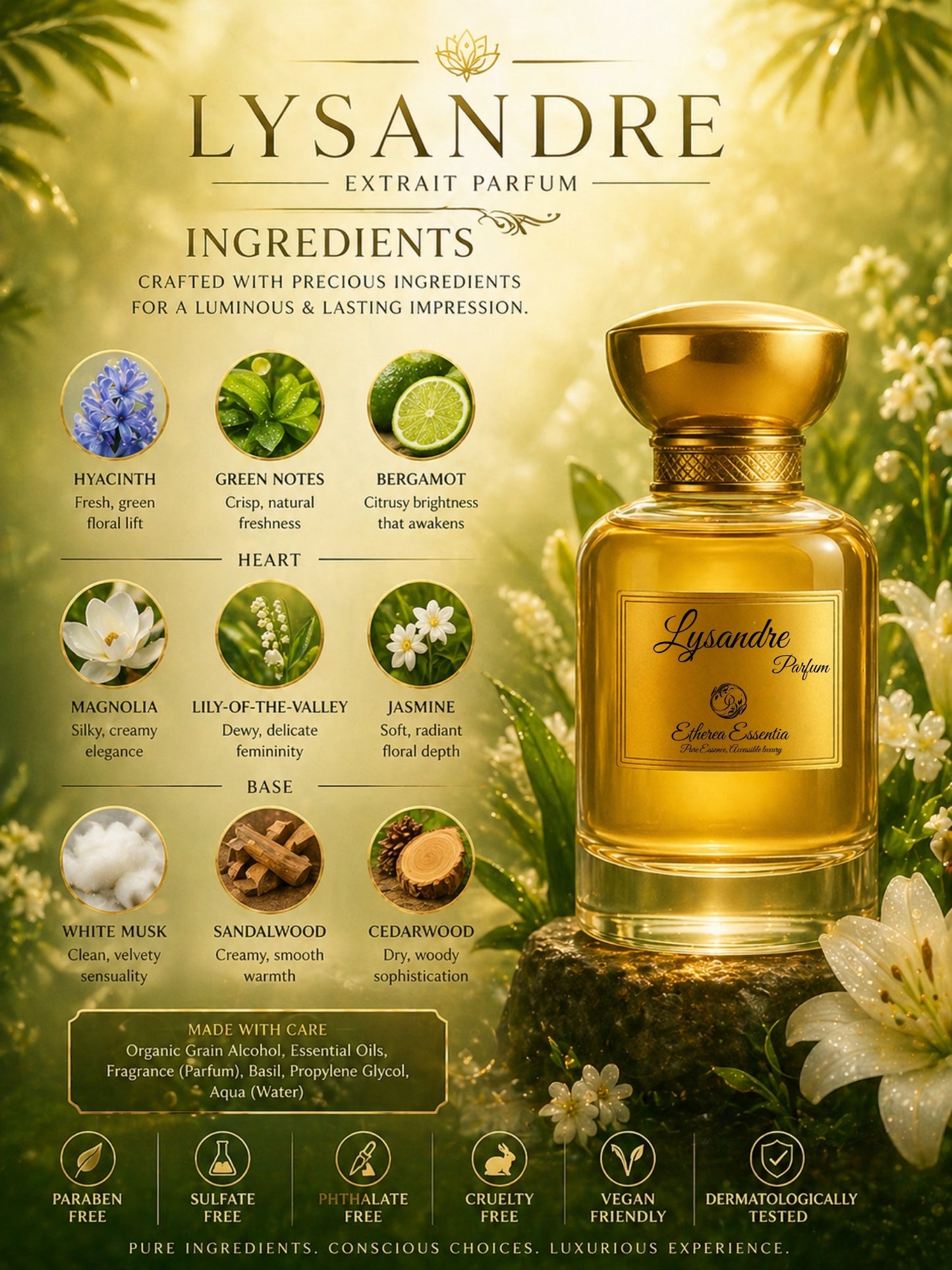 Lysandre Unisex Extrait Parfum | Fresh, Floral, Silky, Seductive, Long-Lasting Unisex Parfum | 50% Luxurious Oil Concentrate | Better Than G Envy worth Rs 48,955/100ml