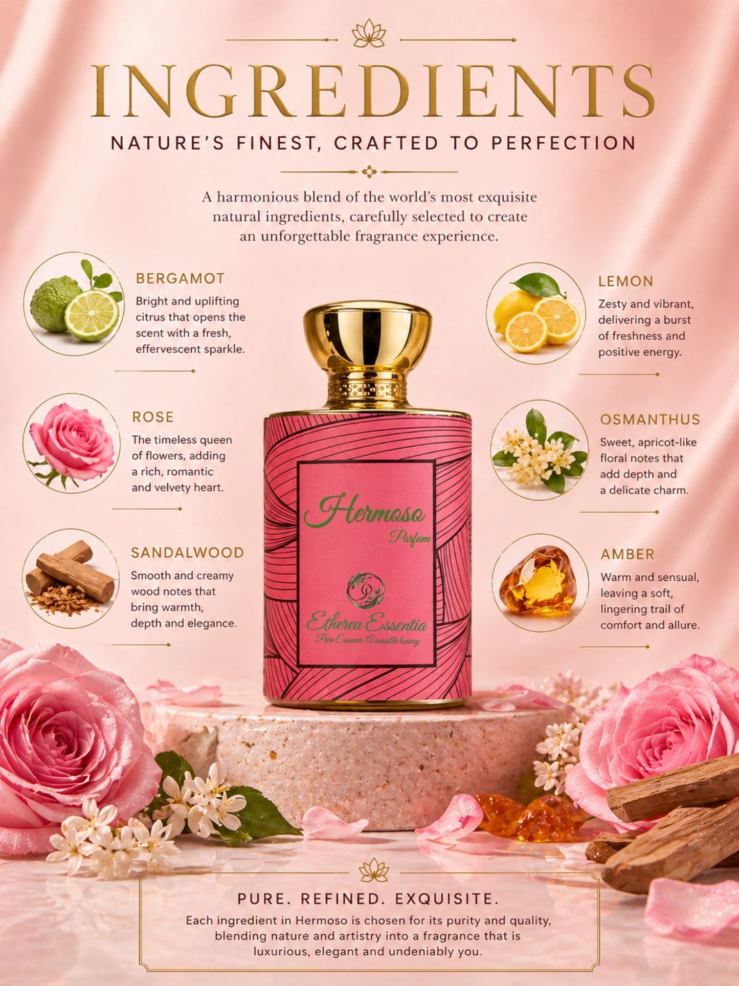 Hermoso Unisex Extrait Perfume | Romantic Floral with Modern Elegance | 50% Luxurious Oil Concentrate  | Better Than Flora1966
