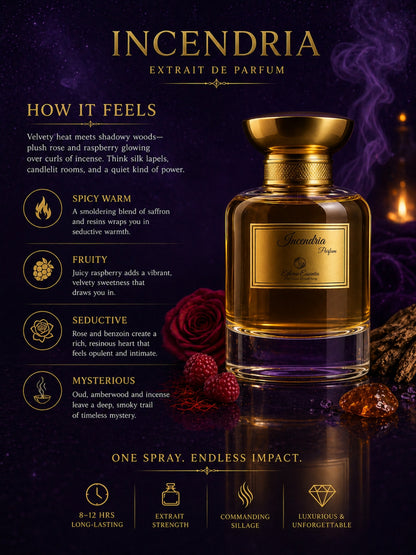Incendria Unisex Perfume | Spicy, Warm, Fruity, Seductive, Mysterious, Long-Lasting Unisex Parfum | 50% Luxurious Oil Concentrate | Better Than Ombre Nomad worth Rs39,000