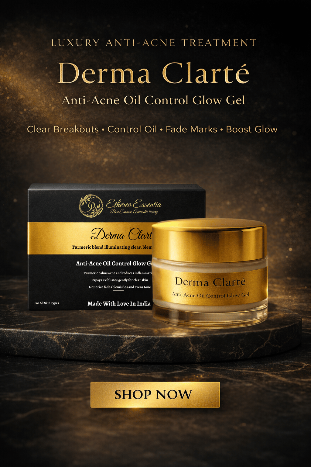 Derma Clarté | Clinical-Grade Botanical Anti-Acne Glow Gel | 20 Science-Backed Actives & Botanicals