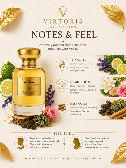 Virtoris Unisex Perfume | Citrus, Floral, Woody, Warm, Comforting, Subtle Seductive, Long-Lasting Unisex Parfum | 50% Luxurious Oil Concentrate | Better Than MB Legend worth Rs 7,900/100ml