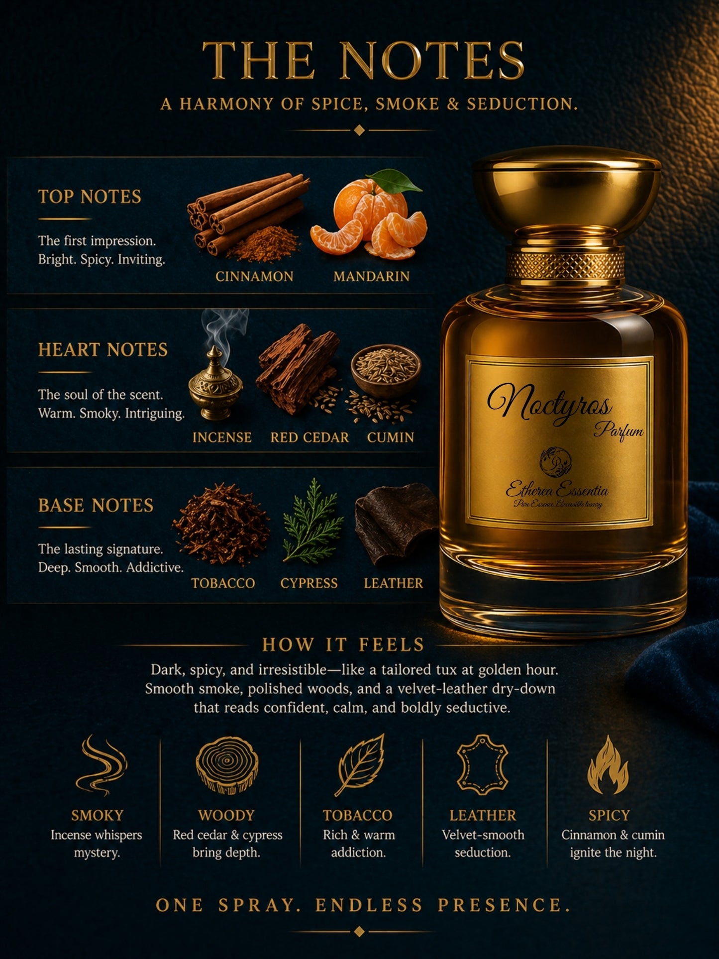 Noctyros Unisex Perfume | Mysterious, Seductive, Warm, Spicy Fresh, Long-Lasting Unisex Parfum | 50% Luxurious Oil Concentrate | Better Than AZ Wanted by Night worth Rs 7,550/100ml