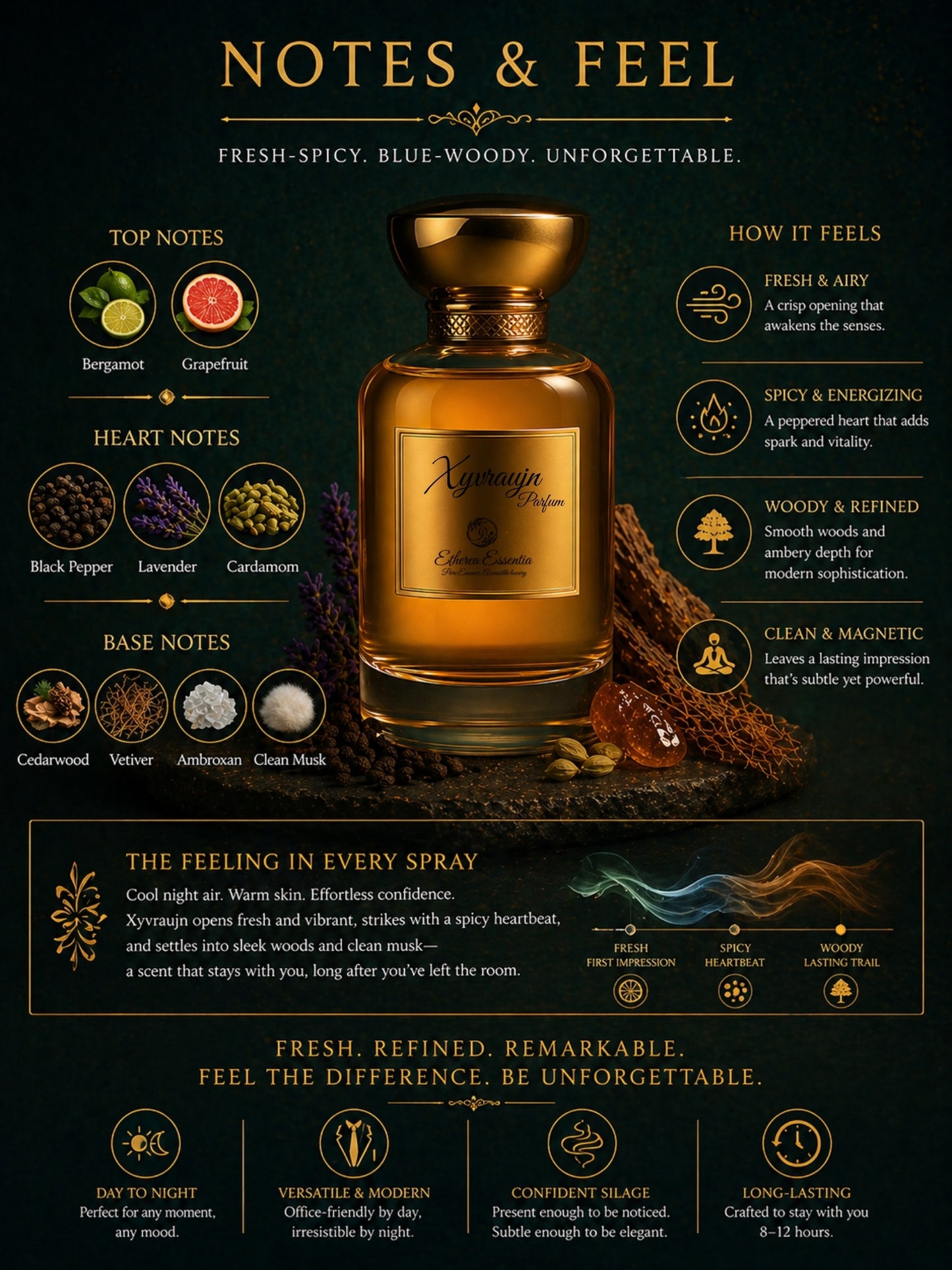 Xyvraujn Unisex Perfume | Fresh Woody, Long-Lasting Unisex Parfum | 50% Luxurious Oil Concentrate | Better Than Sauvage worth Rs 14,200/100ml