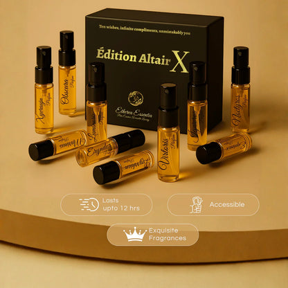 Édition Altair X | 10×3ml Designer Perfume Discovery Set | Collection of Aquatic, Woody, Seductive, Meditative Fragrances