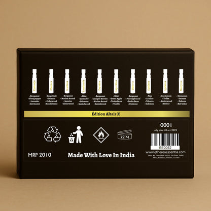 Édition Altair X | 10×3ml Designer Perfume Discovery Set | Collection of Aquatic, Woody, Seductive, Meditative Fragrances