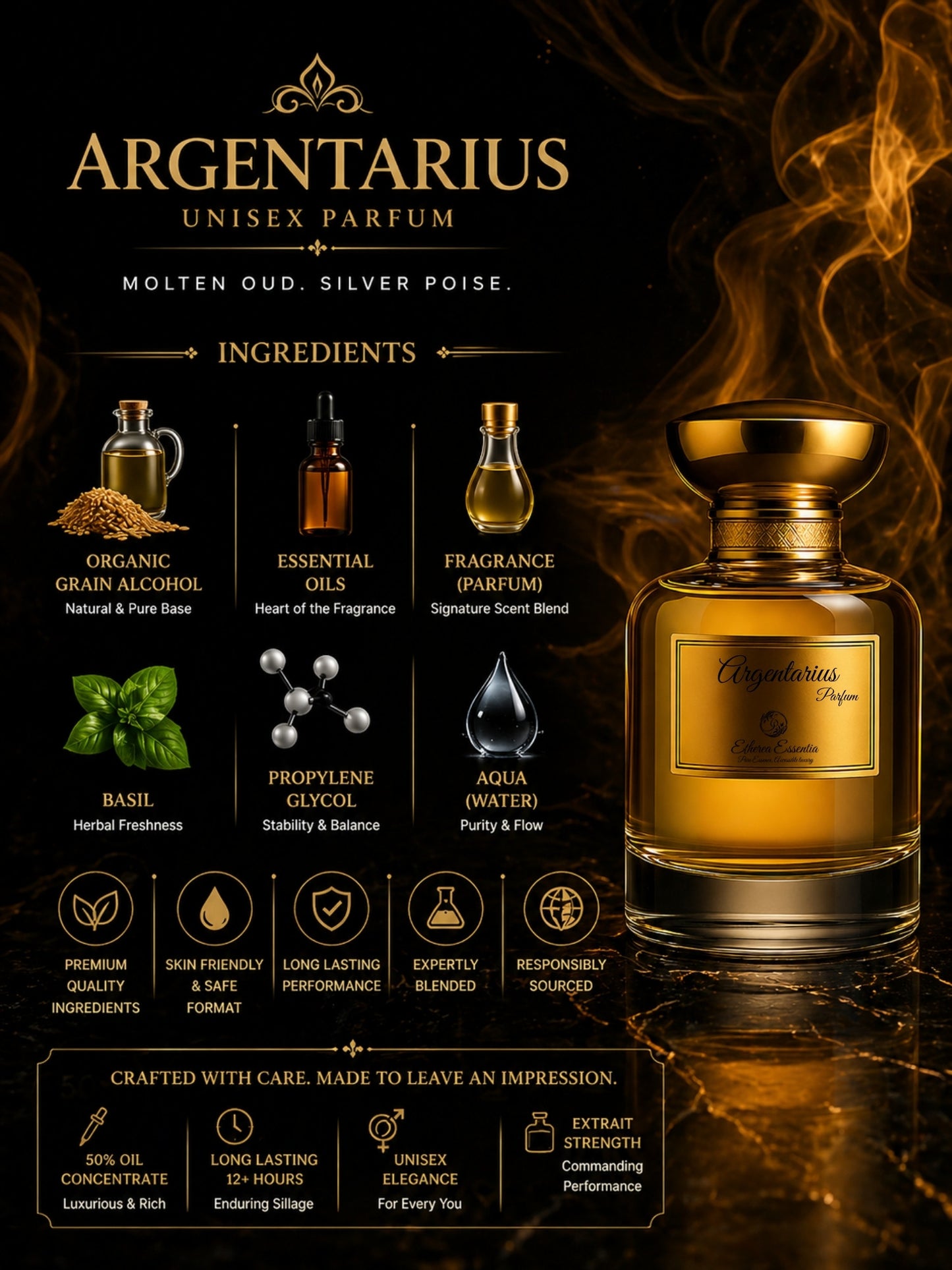 Argentarius Unisex Perfume | Warm, Spicy, Mysterious, Dominant, Seductive, Long-Lasting Unisex Parfum | 50% Luxurious Oil Concentrate | Better Than G Intense Oud worth Rs 18,500