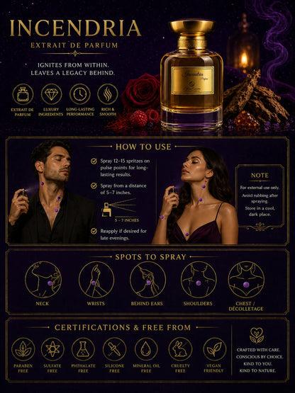 Incendria Unisex Perfume | Spicy, Warm, Fruity, Seductive, Mysterious, Long-Lasting Unisex Parfum | 50% Luxurious Oil Concentrate | Better Than Ombre Nomad worth Rs39,000