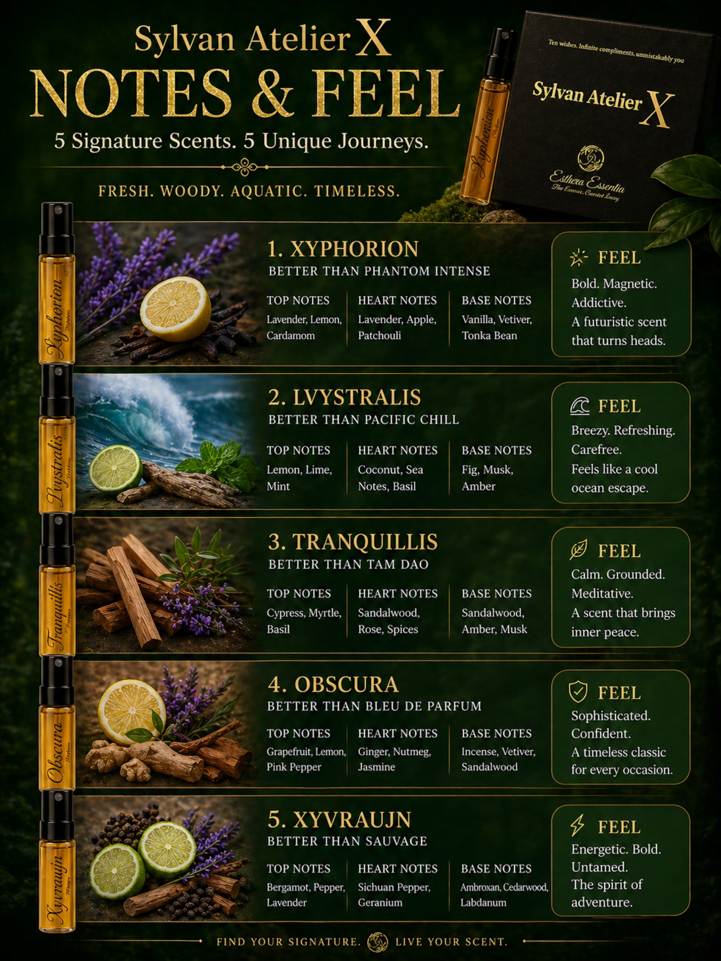 Sylvan Atelier X Mystery Box | 10×3ml Unisex Designer Perfume Discovery Set | Collection of Spicy, Aquatic, Floral, Woody, Earthy Fragrances | Try For Free | 50% Luxurious Oil Concentrate | Better Than International Designer Fragrances