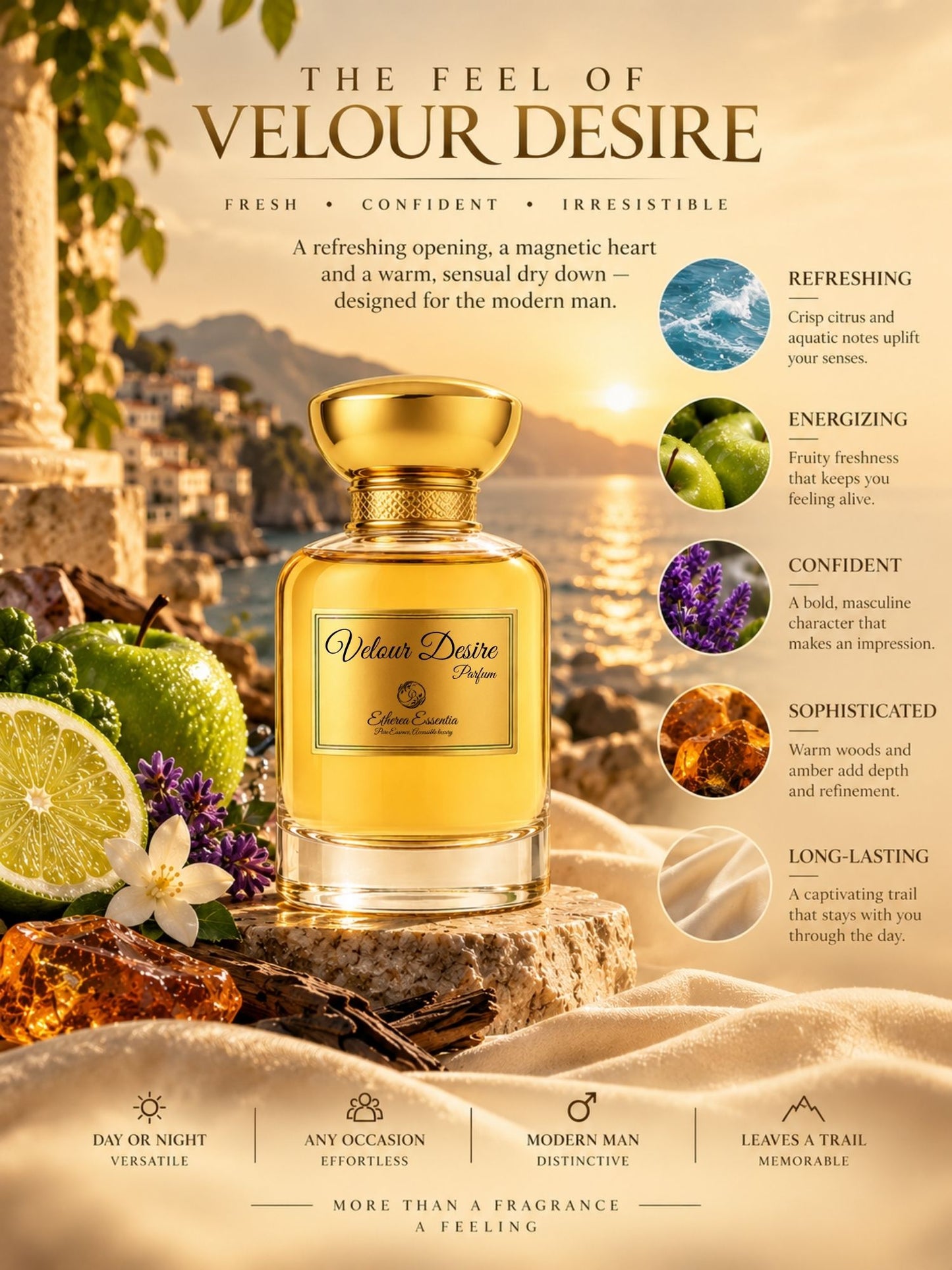 Velour Desire Unisex Extrait De Parfum | Fresh, Aquatic, Confident & Irresistible Perfume | 50% Luxurious Oil Concentrate | Better Than Hawas Worth ₹3,800