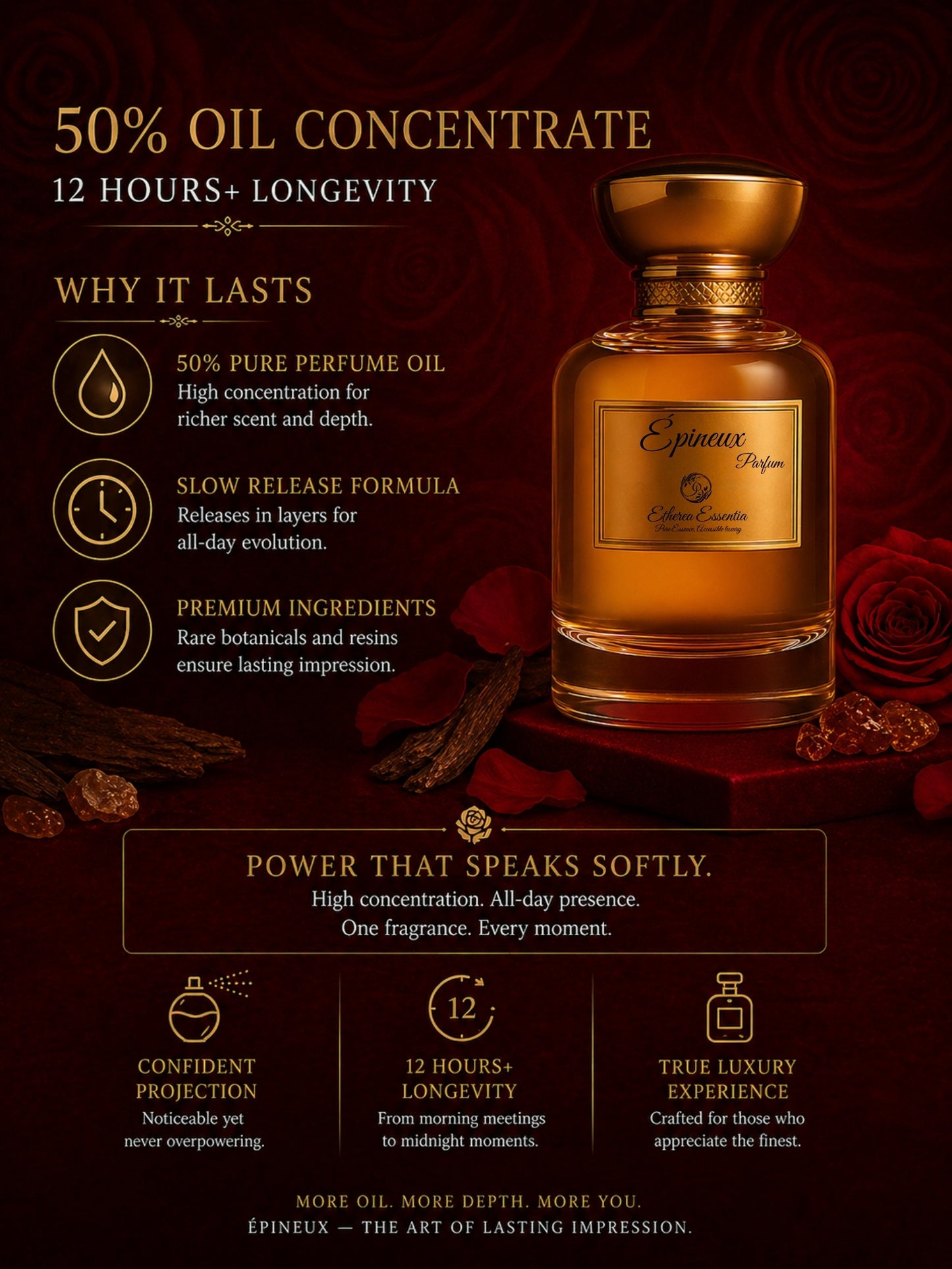 Épineux Unisex Perfume | Floral, Sweet, Meditative, Magnetic, Seductive, Long-Lasting Unisex Parfum | 50% Luxurious Oil Concentrate | Better Than LL Rose 31 worth Rs 25,146/100ml