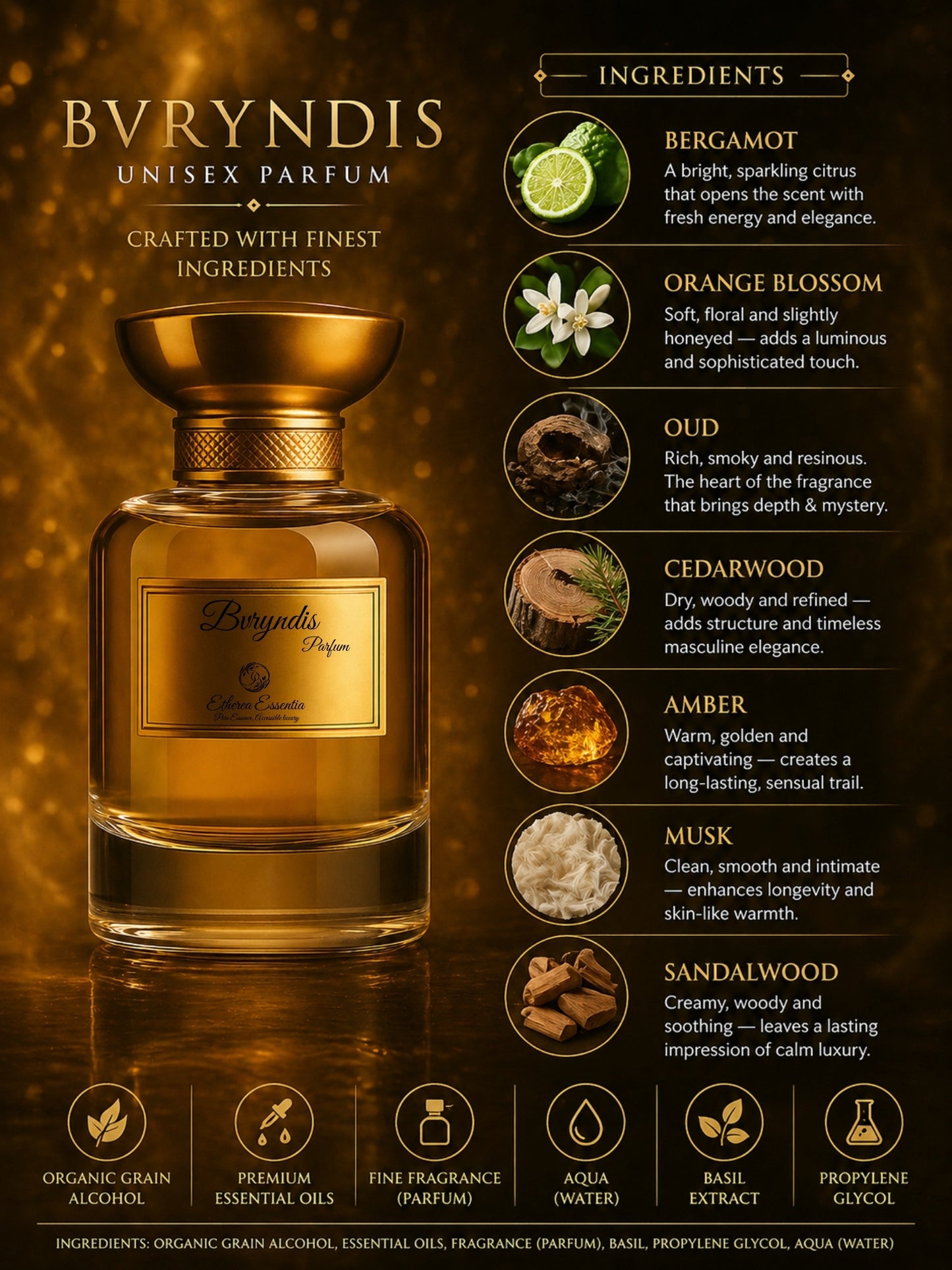 Bvryndis Unisex Perfume | Oudh, Seductive, Warm, Woody, Fruity, Long-Lasting Unisex Parfum | 50% Luxurious Oil Concentrate | Better Than JM London Oud & Bergamot worth Rs 16,900