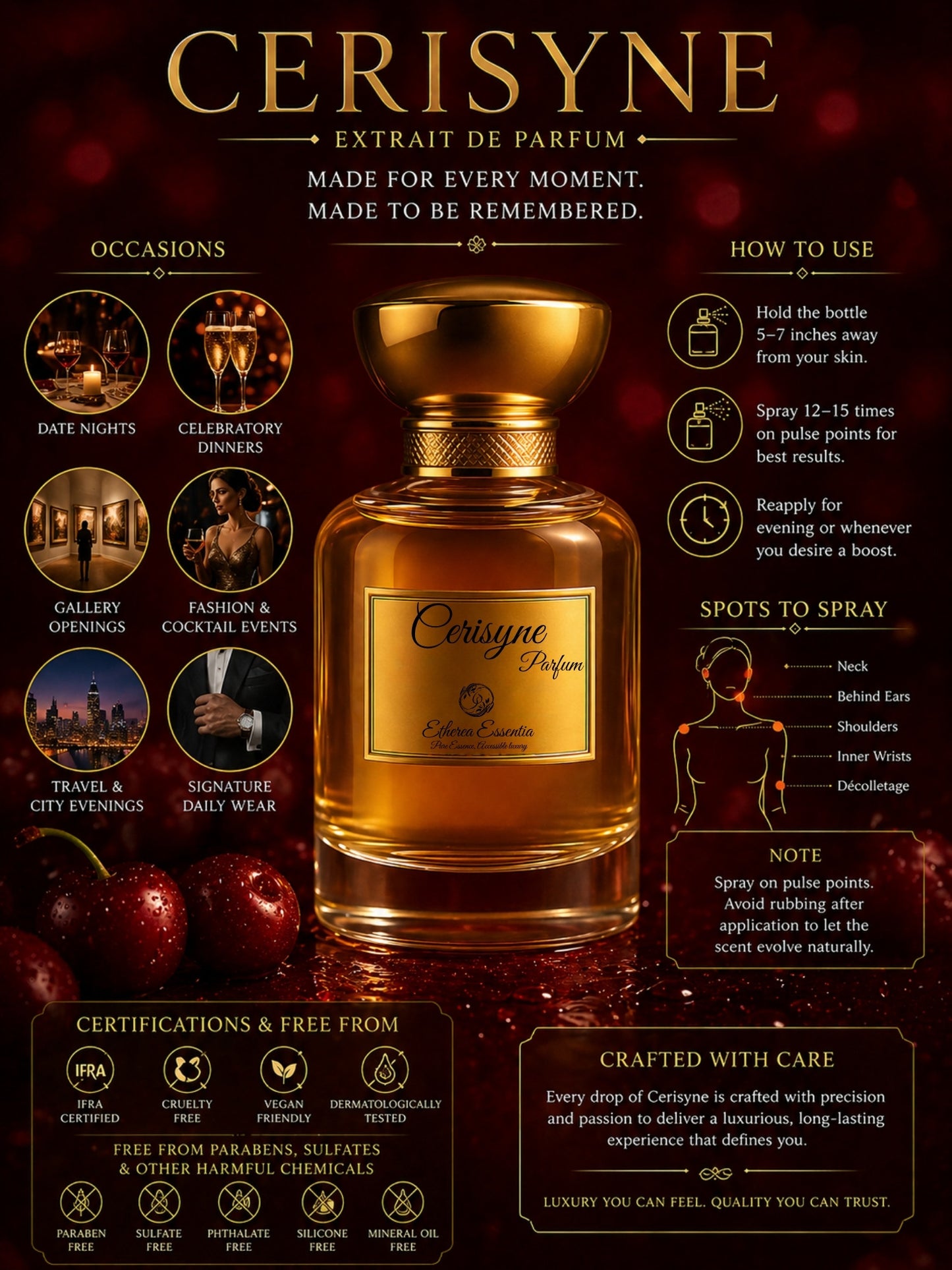 Cerisyne Unisex Perfume | Sweet, Fruity, Floral, Seductive, Long-Lasting Unisex Parfum | 50% Luxurious Oil Concentrate | Better Than BR 540 worth Rs 32,100/70ml