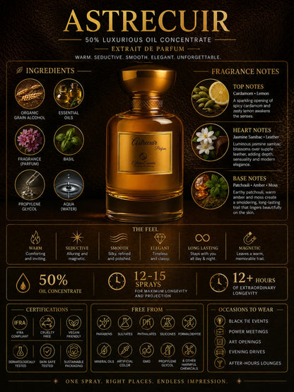 Astrecuir Unisex Perfume | Warm, Seductive, Smooth, Elegant, Long-Lasting Unisex Parfum | 50% Luxurious Oil Concentrate | Better Than Ombre Leather worth Rs 21,400