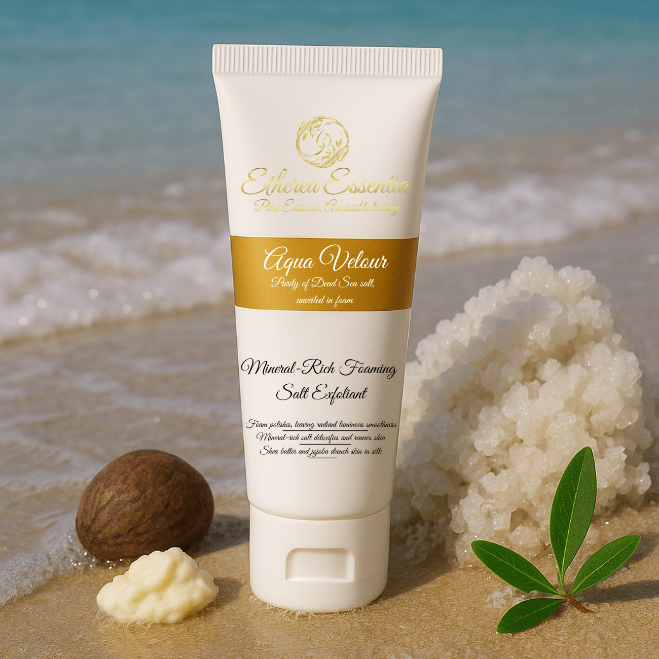 Aqua Velour Foaming Salt Scrub | Dead Sea Mineral Face Scrub for Smooth, Luminous Skin