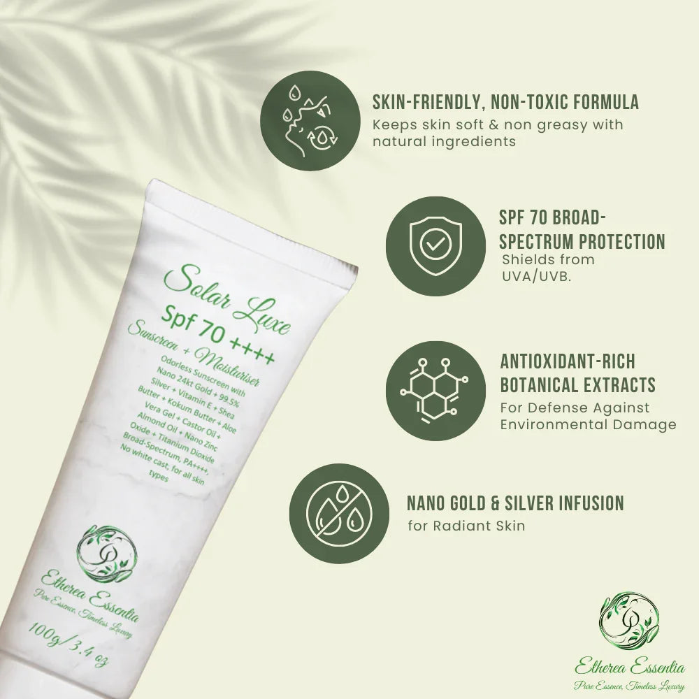 Solar Luxe | India’s First SPF 70 PA++++ Sunscreen + Moisturiser for Ultimate Protection & Luxurious Care