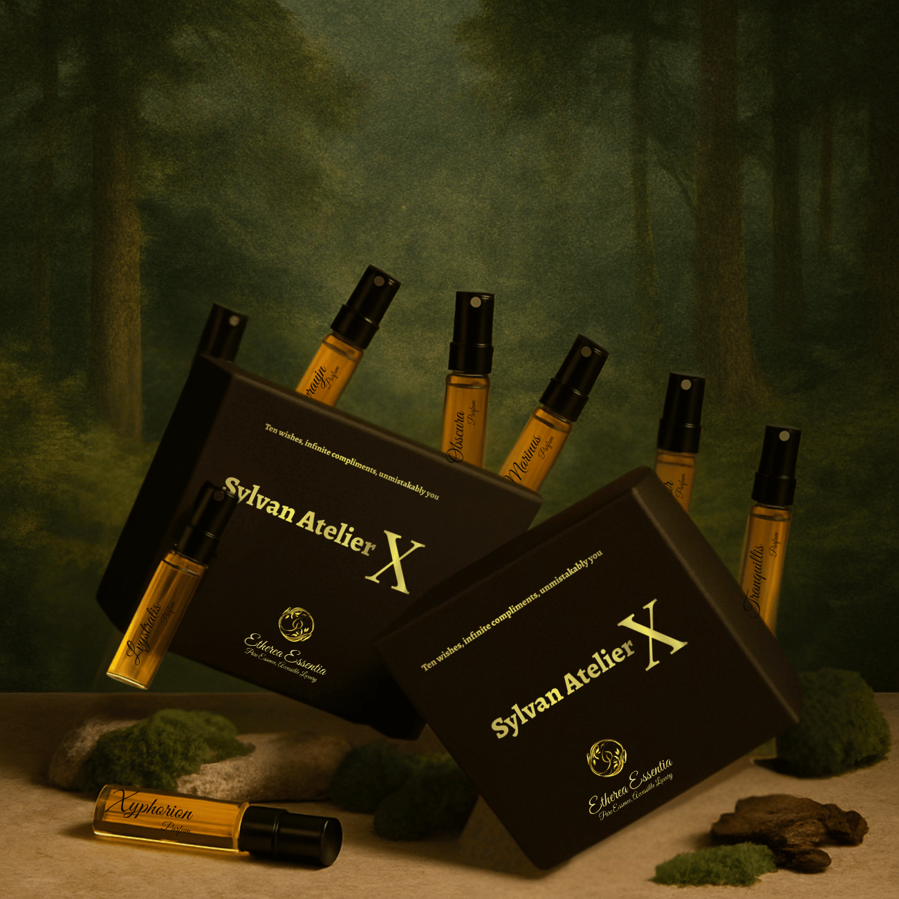 Sylvan Atelier X Mystery Box | 10×3ml Unisex Designer Perfume Discovery Set | Collection of Spicy, Aquatic, Floral, Woody, Earthy Fragrances