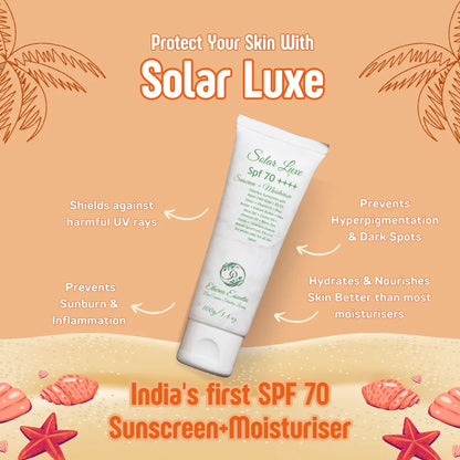 Solar Luxe | India’s First SPF 70 PA++++ Sunscreen + Moisturiser for Ultimate Protection & Luxurious Care