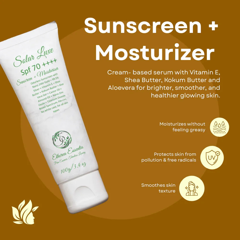 Solar Luxe | India’s First SPF 70 PA++++ Sunscreen + Moisturiser for Ultimate Protection & Luxurious Care